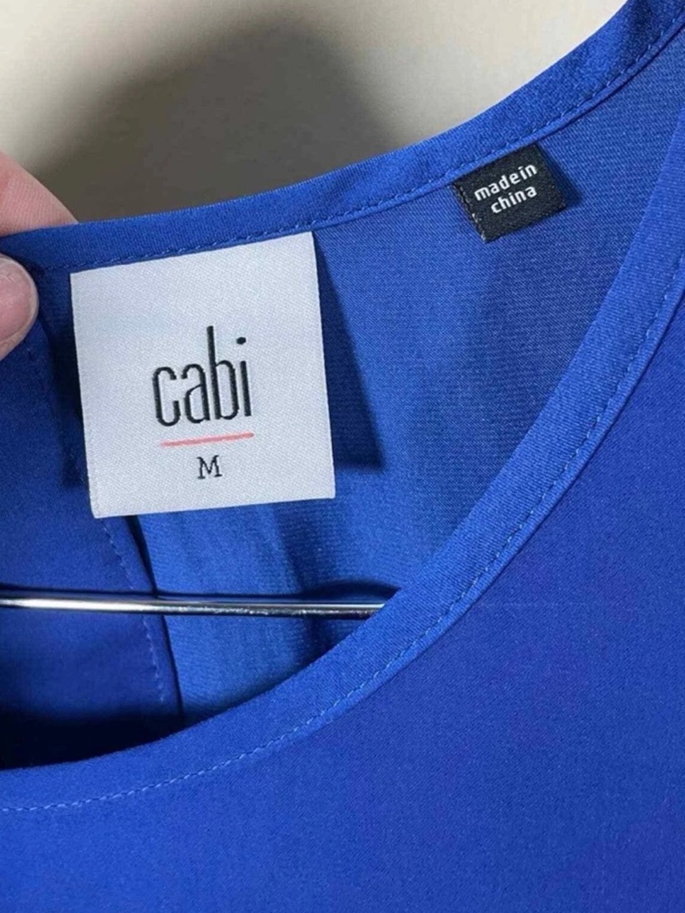 CAbi Short Ruffle Sleeve Satin Tee in Royal Blue - Picture 5 of 6